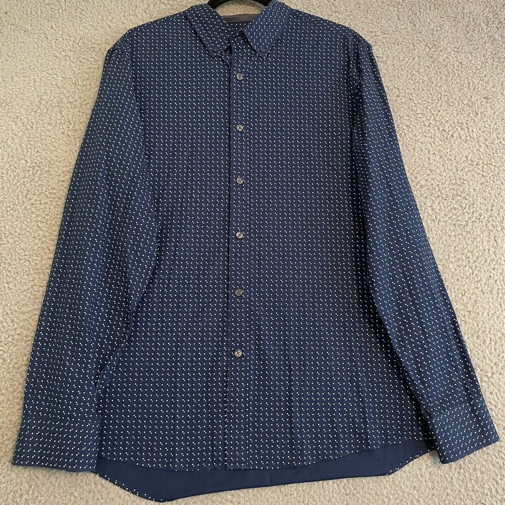 Michael Kors Shirt Mens L Button Down Printed Long Sleeve Tailored Fit Cotton